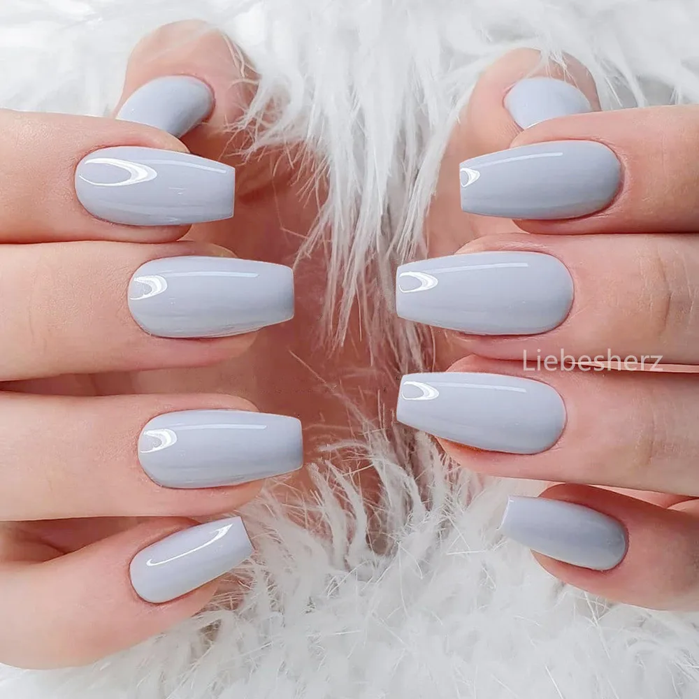 Faux cercueil de ballerine blanche brillante avec colle MSI, faux ongles artificiels courts, couverture complète, outil de manucure, N64, N64, 24 pièces