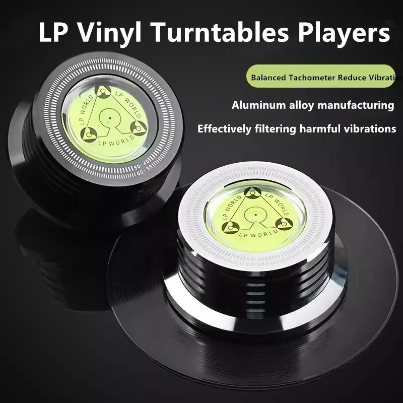 Giradischi per dischi per lettore Stabilizzatore per dischi in vinile LP universale Lettore musicale 50Hz con accessori di livello Morsetto per pesi in lega di alluminio