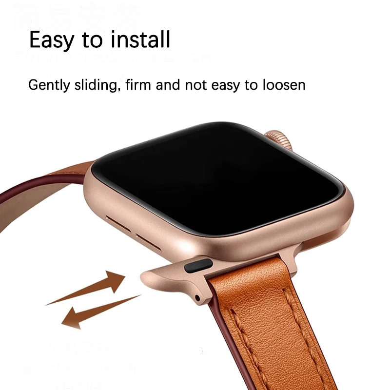 Slim Leather Strap For Apple Watch Band Ultra 49mm 44mm 42mm 38mm 41mm 45mm Women Bracelet for iWatch Series se 8 7 6 5 4 3 2 1