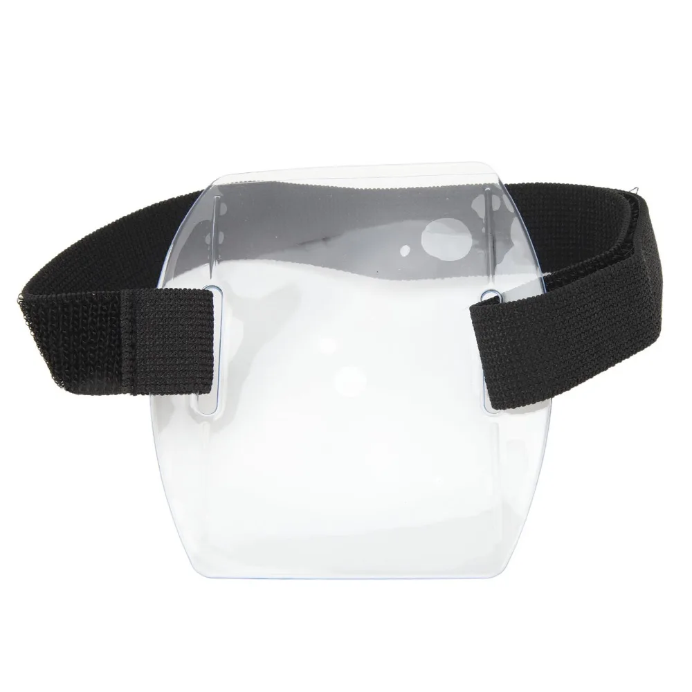 6Pcs Adjustable PVC Armband Badge Holder Black Waterproof Arm ID Card Holder Elastic Band Transparent Arm ID Badge Holder School