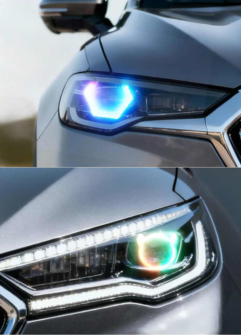 2 Stück RGB Angel Eyes Sechseckige Halo-Ringe Lichter mit Blinker APP Bluetooth LED Motorrad Nachrüstung DRL Auto-Scheinwerfer 12V – Detail 12