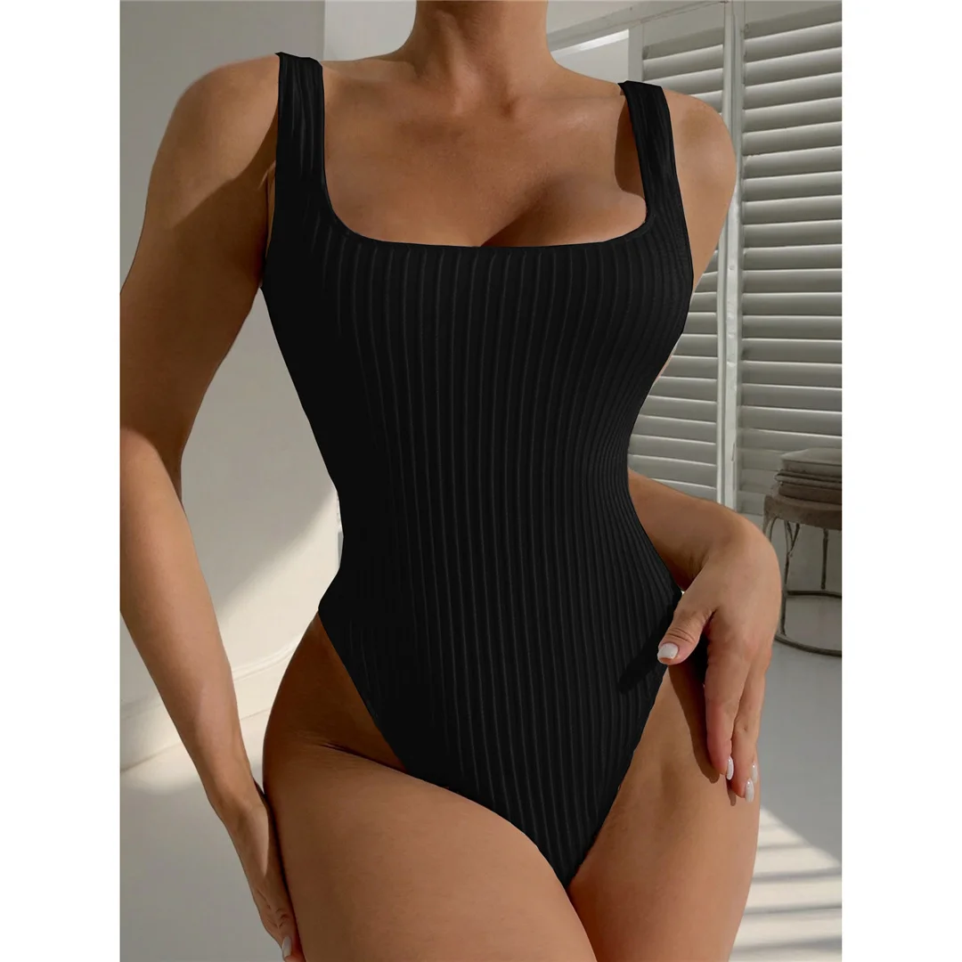 S - XL Sexy weißer, gerippter, rückenfreier Badeanzug mit Ausschnitten, Damen-Badebekleidung, Badeanzug mit hohem Beinausschnitt, Badeanzug, Modell V5889 – Detail 16