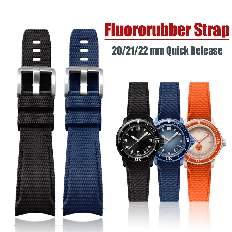 

Универсальный ремешок для часов из фторкаучука FKM для Omega Seiko Longines, 20/21/22 мм, изогнутый быстросъемный браслет