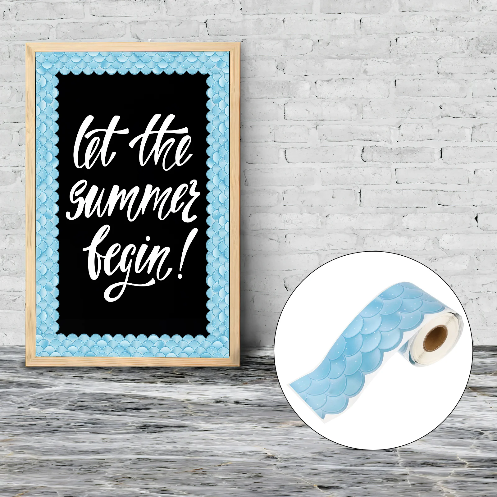 

Blackboard Borders Decal Wavy Pattern Bulletin Board Frame Sticker Black Board Border Decoration Wavy Border Trim