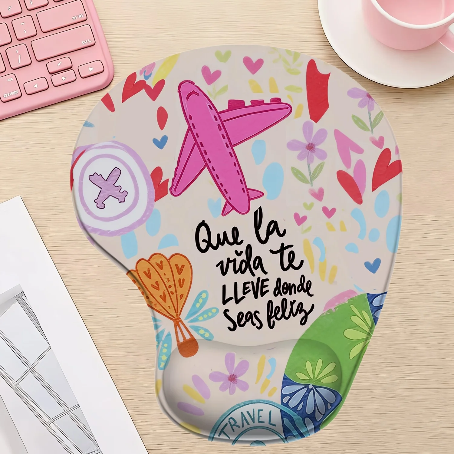 1-Piece Airplane-Shaped Mouse Pad with Cartoon Animal Design, Silicone Wrist Rest, Keyboard Hand Pad, Suitable for Desktop Use and Office Supplies, Attractive Appearance and Durable