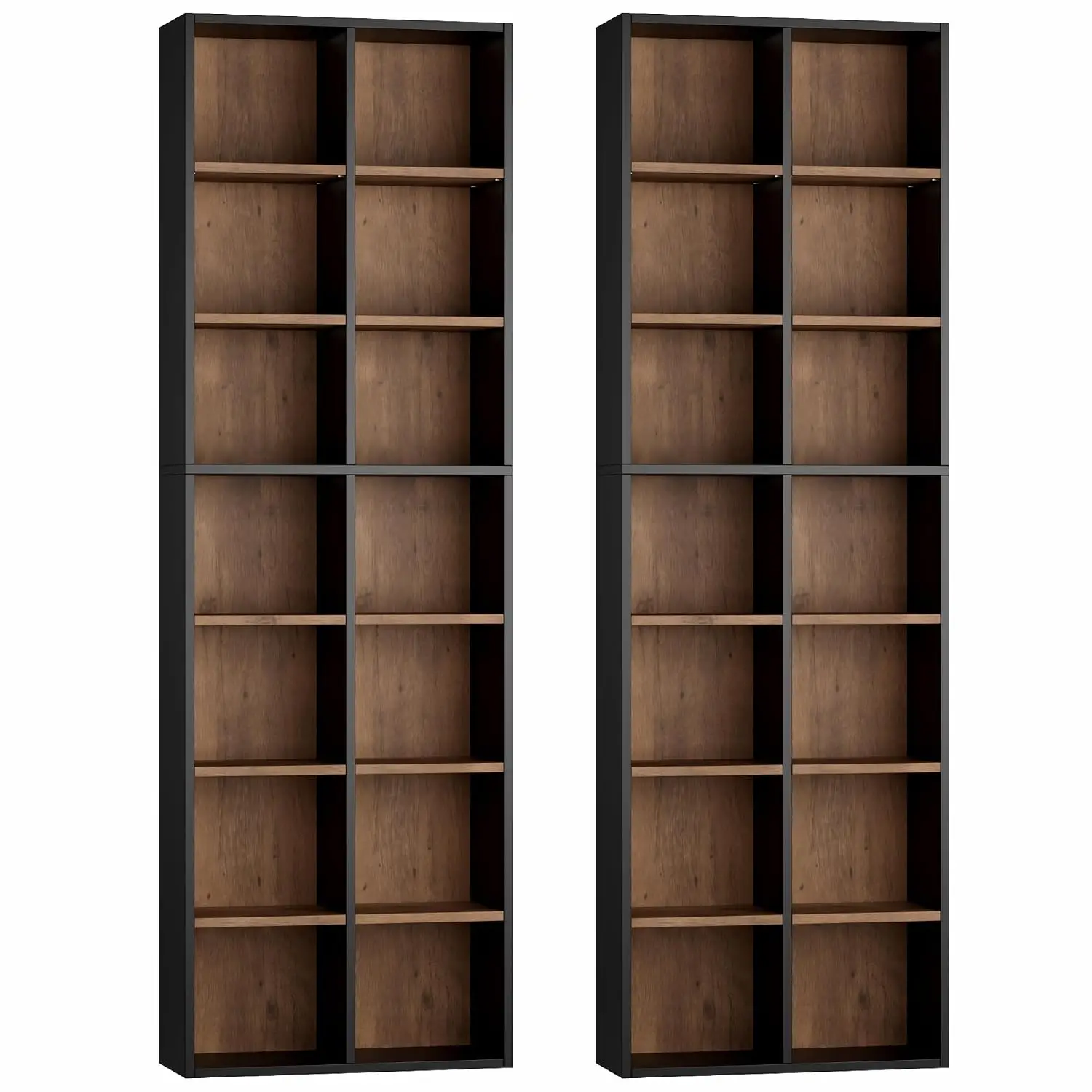71'' Tall 7-Tier Narrow Bookshelf & DVD Storage Shelf with Adjustable Shelves, Wide Bookcase with Cube Storage, Customized