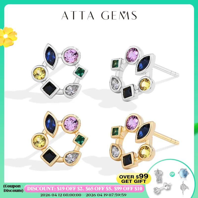 

Серьги-гвоздики ATTAGEMS из стерлингового серебра 925 пробы с покрытием из желтого золота 18 карат для женщин и девочек, сапфир, шпинель, циркон, камень, вечерние ювелирные изделия, подарок