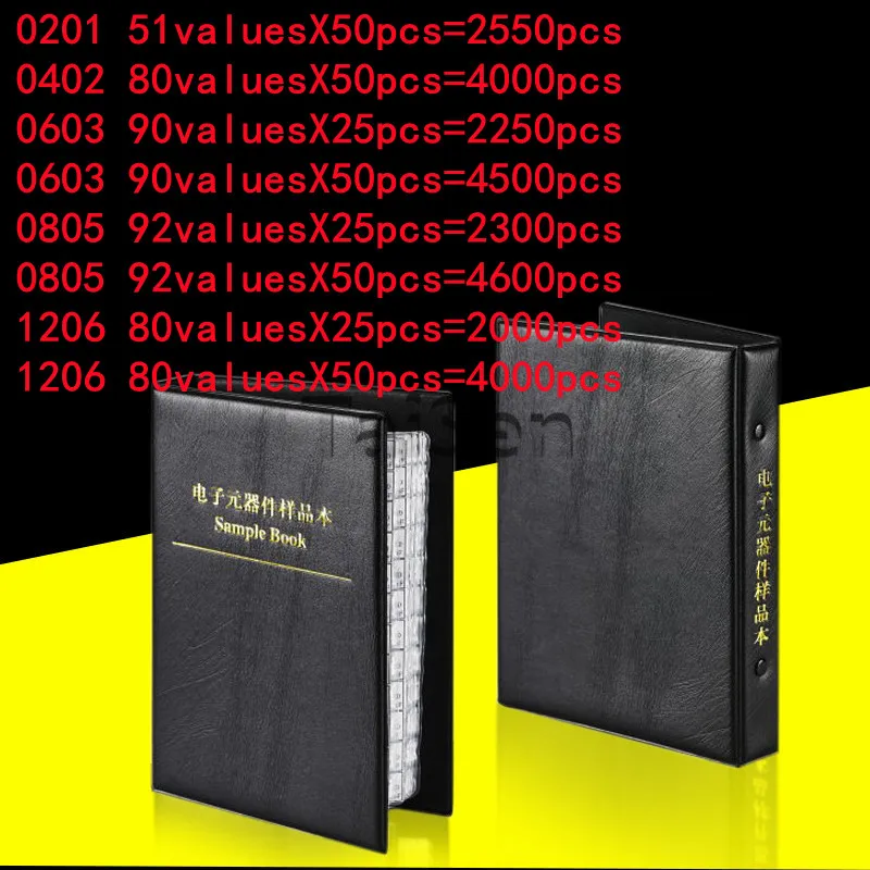 SMD Capacitor Sample Book, 0201 0402 0603 0805 1206 Capacitor Assortment Kit, 50/80 Kinds Values Assortment Kit