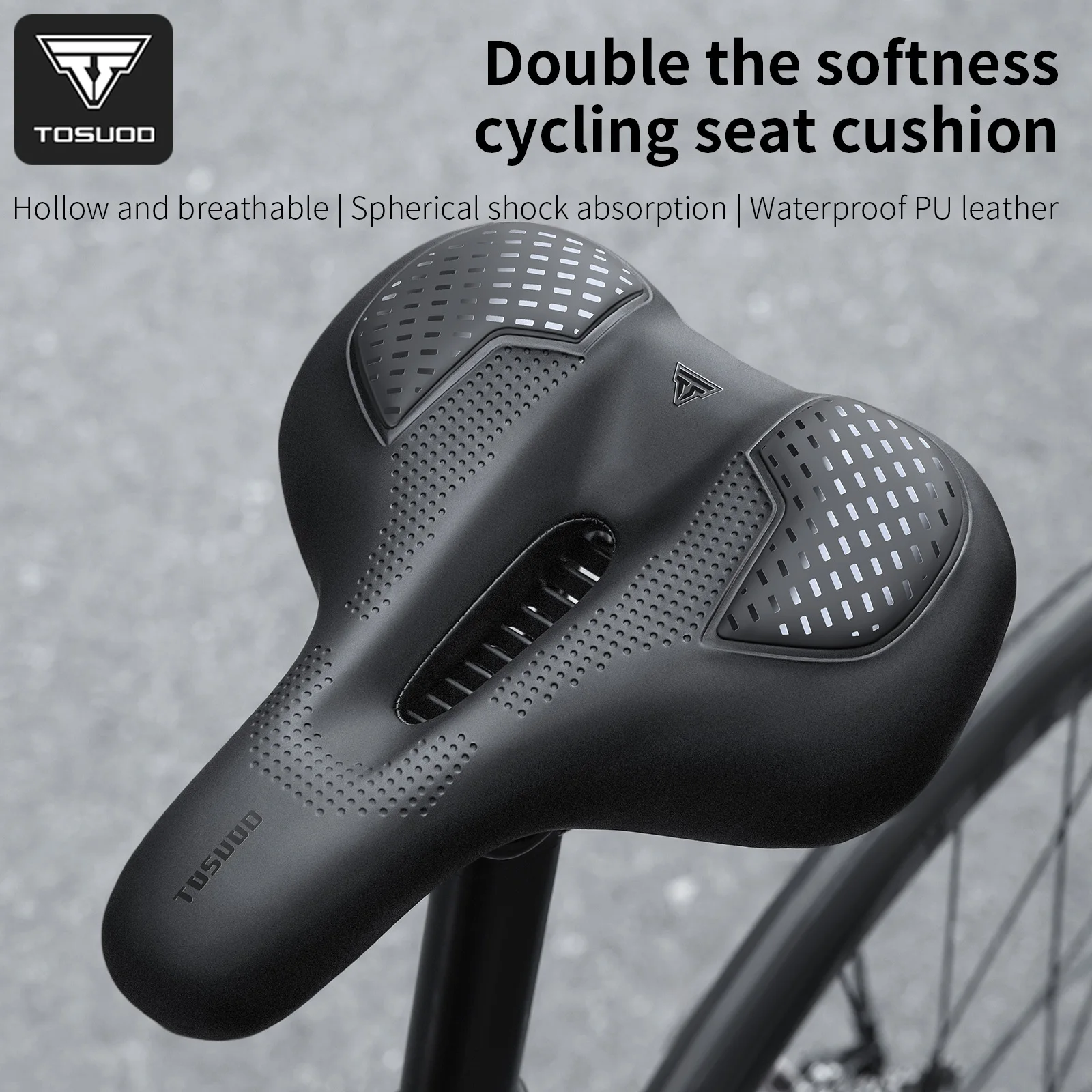 TOSUOD Bicycle Saddle Comfortable Soft High-Density Sponge Bike Seat Cushion Double-Layer Shock-Absorbing Ball Bike Seat
