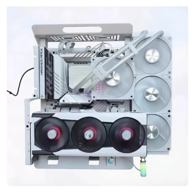 Open Frame PC Rack Support 240 360 Water Air Cooling ATX MATX Vertical GPU Mount Compact Desktop Gaming Computer Chassis