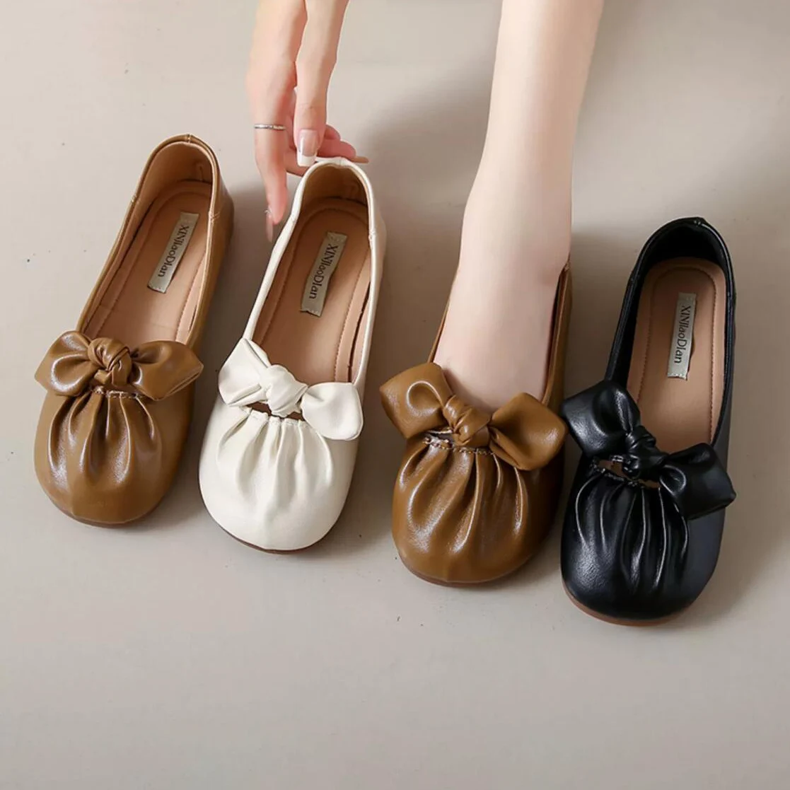 

Women Flats Shoes Comfortables Soft Sole Walking Footwear Cute Bowknot Slip on Casual Ballet Flats Pregnant Woman Shoes