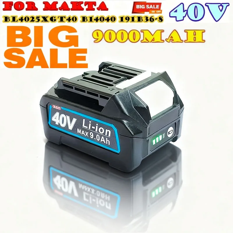 40V 9000mAh Max Replacement Lithium Battery for Makita BL4025 XGT40 BL4040 191B36-3 Rechargeable Batteries Li-ion Power Tool