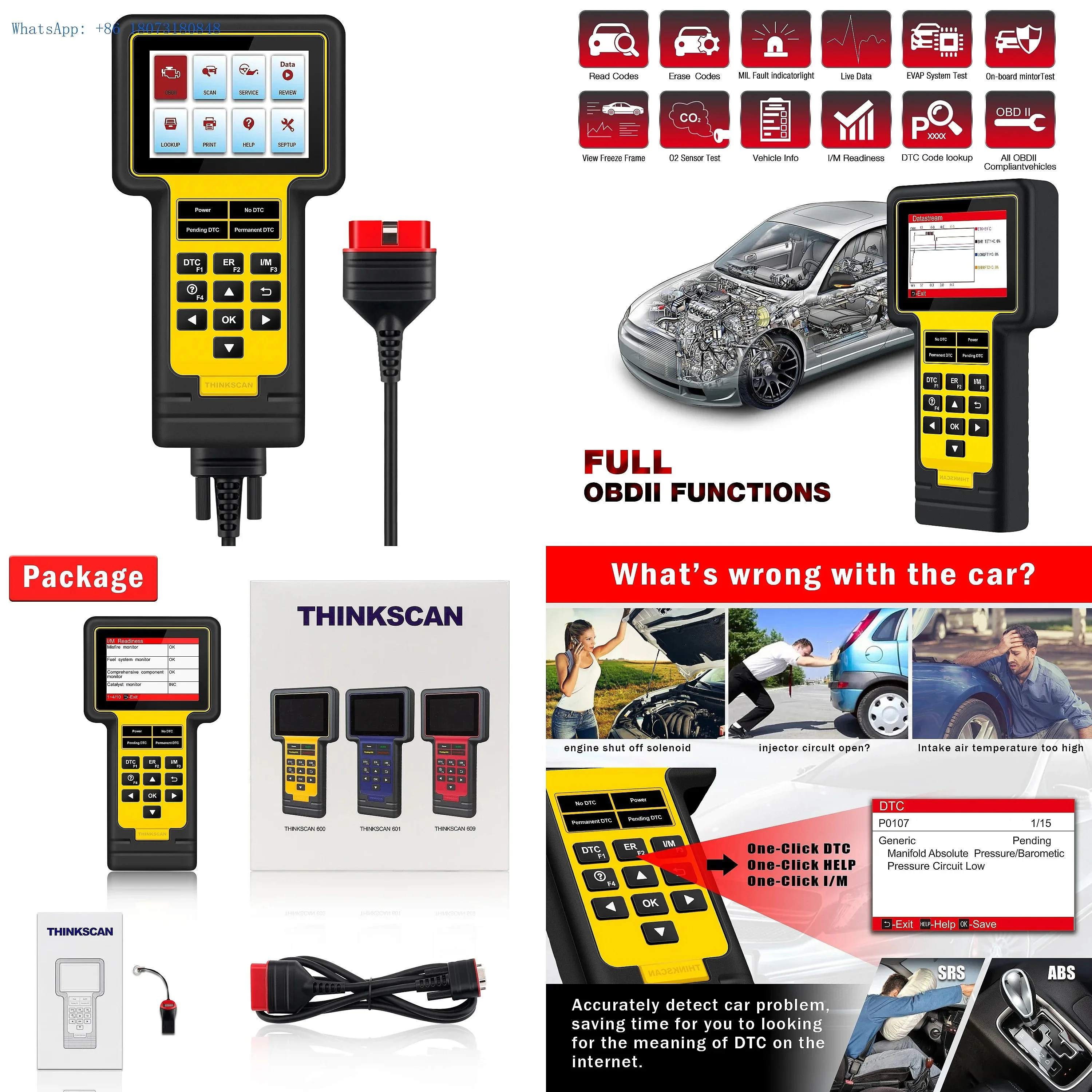 THINKSCAN 600 Lifetime Free Obd2 Code Reader ABS/SRS System Car Scanner Oil/TPMS/Brake Reset Auto Obd 2 Diagnostic Tools