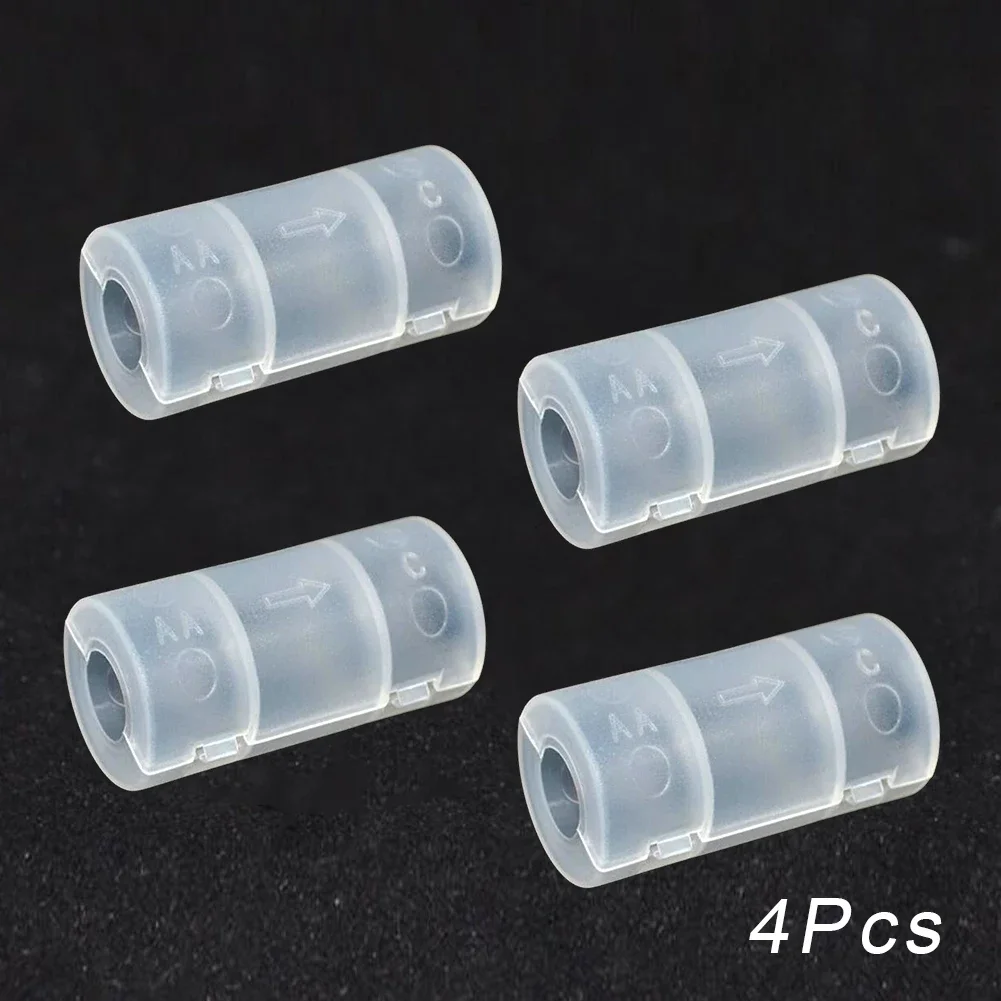 2/4Pcs Transparent AA to C Battery Adaptor Holder Case Converter Switcher LR06 AA to C LR14 Size Battery Storage Box 5*2.6cm