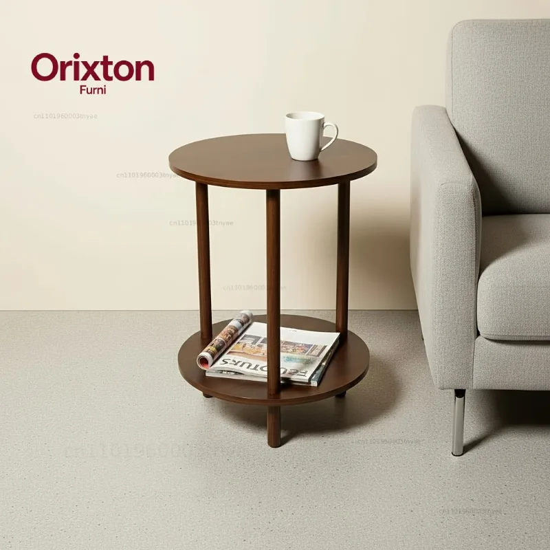 Modern Round Nesting Coffee Table, 2-Tier Wood Table in Walnut, Space-Saving Nestable Side Table for Living Room Small Spaces