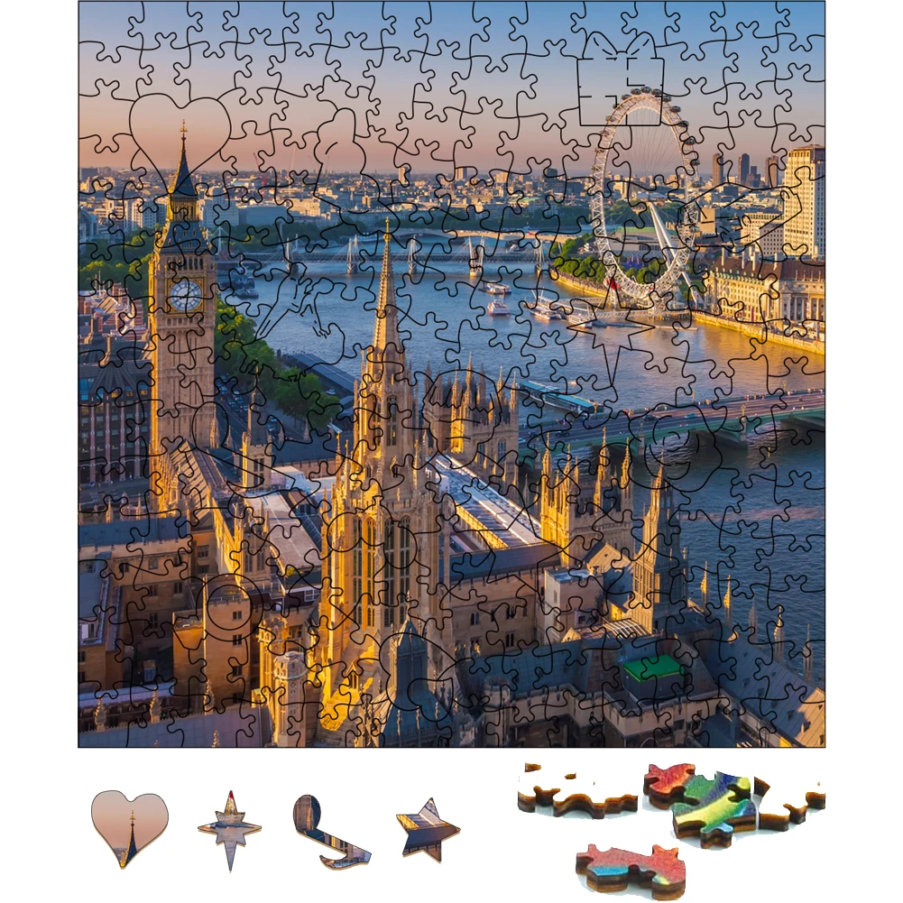 

London Big Ben Wooden Jigsaw Puzzle Toy Construction Wood Puzzles Entertaining Games For Children Birthday Invite Gift 3D Puzzle