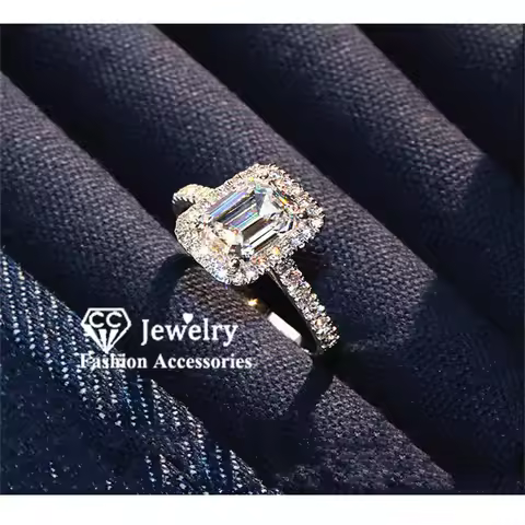 CC Rings For Women Silver Color Cubic Zirconia Ring Bridal Wedding Engagement Fine Jewelry Luxury Accessories CC3123