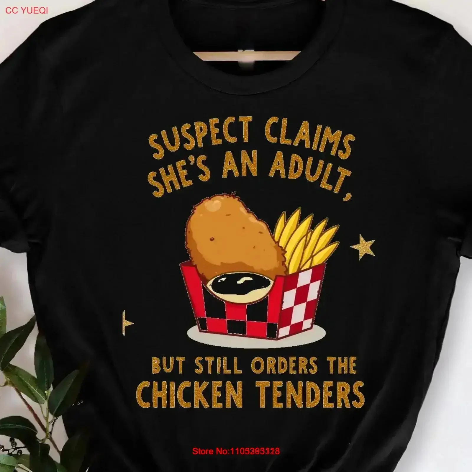 Suspect Claims She's An Adult Chicken Tenders Heavy Metal Funny Adulting T Shirt Lover for Adults Quirky Humor vintage Washed
