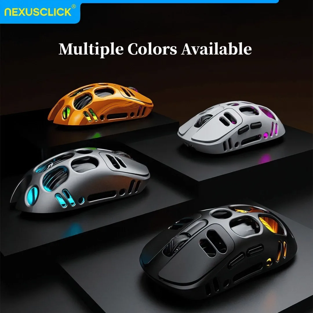 NexusClick Novelty Lightweight Hollow Wireless Gaming Mouse,Tri-Mode Ergonomic 4000DPI Esports Mice for Computer Mac Word Player