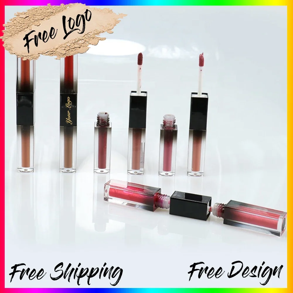 

Best Selling 24 Hours Long Lasting Double Head Liquid Lipstick Multi Colors Matte Lipgloss Private Label Make Your Own Brand