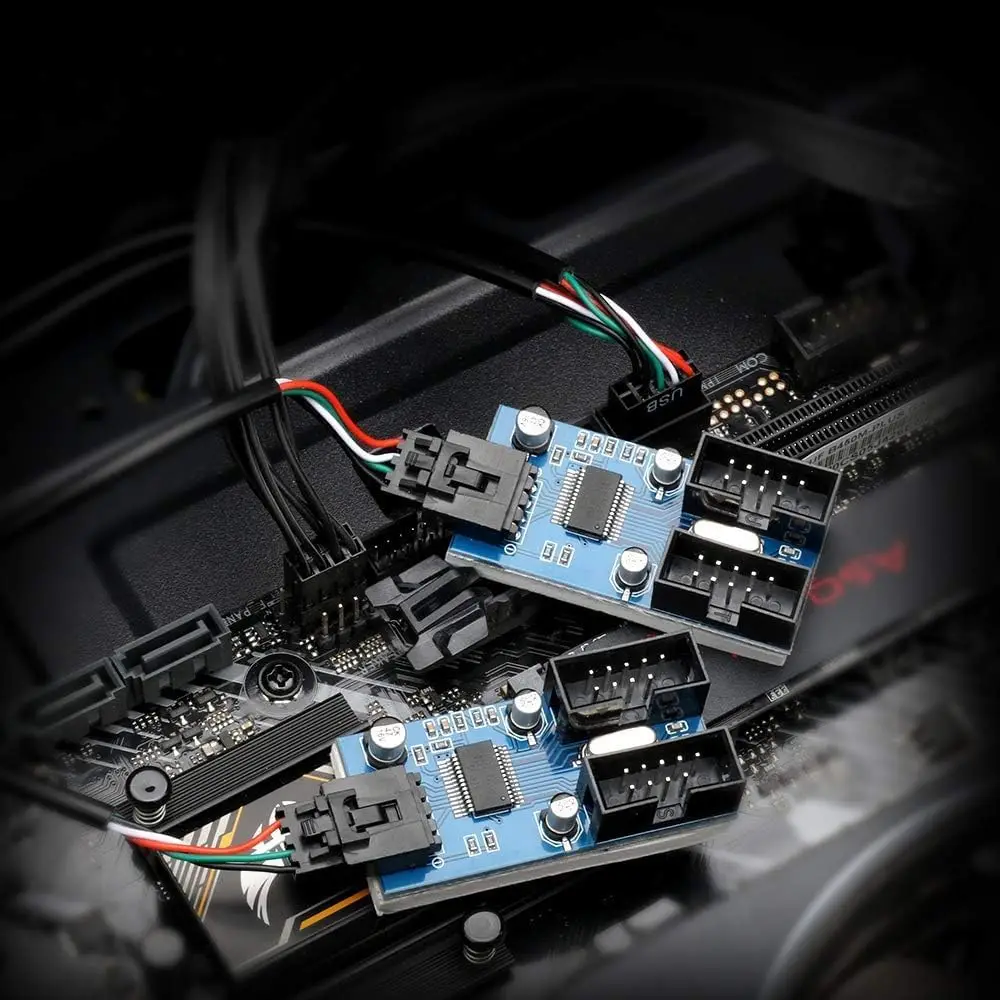 Internal USB Hub 3 - Expands 4 USB 2.0 Ports - 9-Pin USB Header 1 to 4 Extension Hub Splitter Adapter