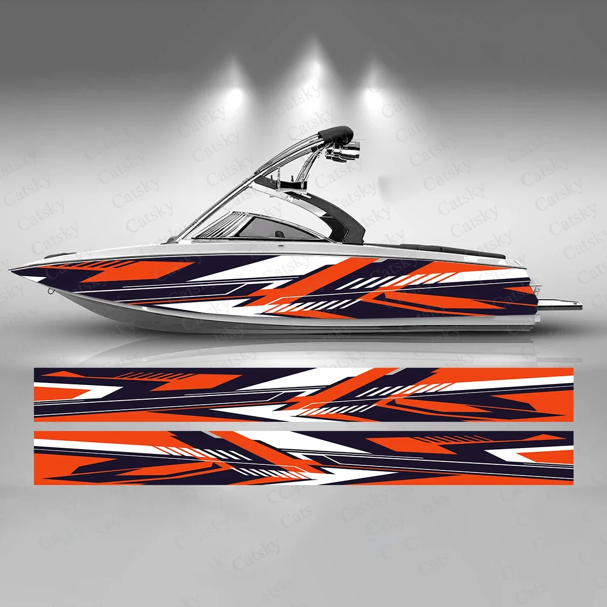 

Abstract Rectangle Stripes Boat Sticker Fashion Custom Fish Boat-Sticker Vinyl Waterproof Boat Wrap Graphic Boat Wrap Decal