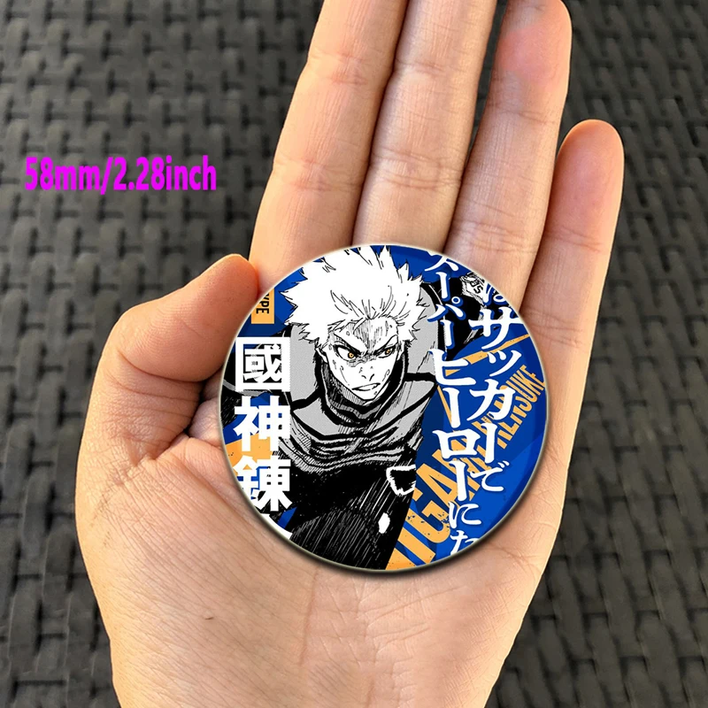 32/44/58mm Round Pins Anime Blue Lock Brooches for Backpacks Meguru Rensuke Hyouma Yoichi Badges Clothing Jewelry