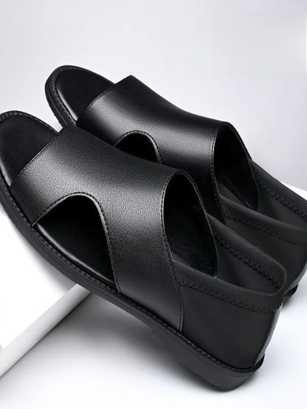 

Кожаные сандалии, мужские летние новые повседневные мягкие нескользящие пляжные сандалии, молодежные модные римские кожаные сандалии, мужские