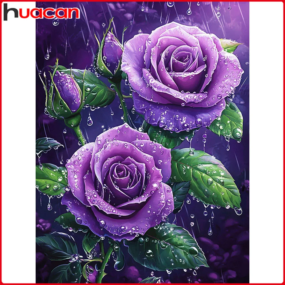 

Алмазная мозаика Huacan: Новинка 2026 года – Декоративная картина «Роза» с полным квадратным и круглым алмазным рисунком