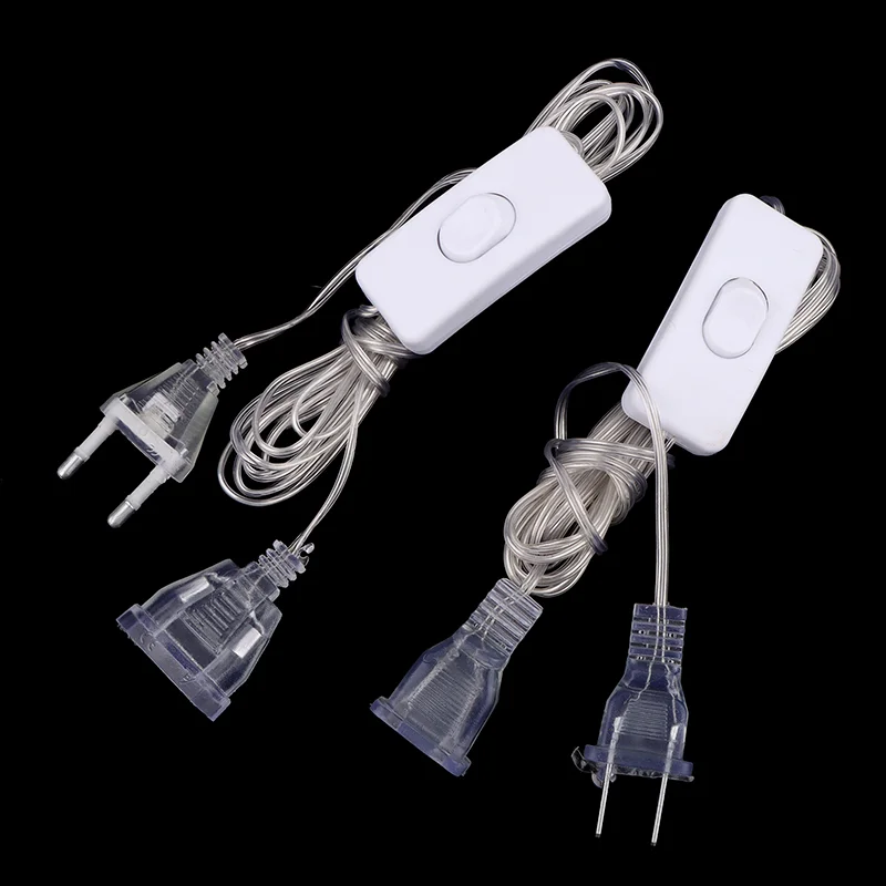 〔YY32〕1Pc Plug Extender Wire With Switch EU/US Plug for LED String Light Wedding Christmas Decor Led Garland Lights