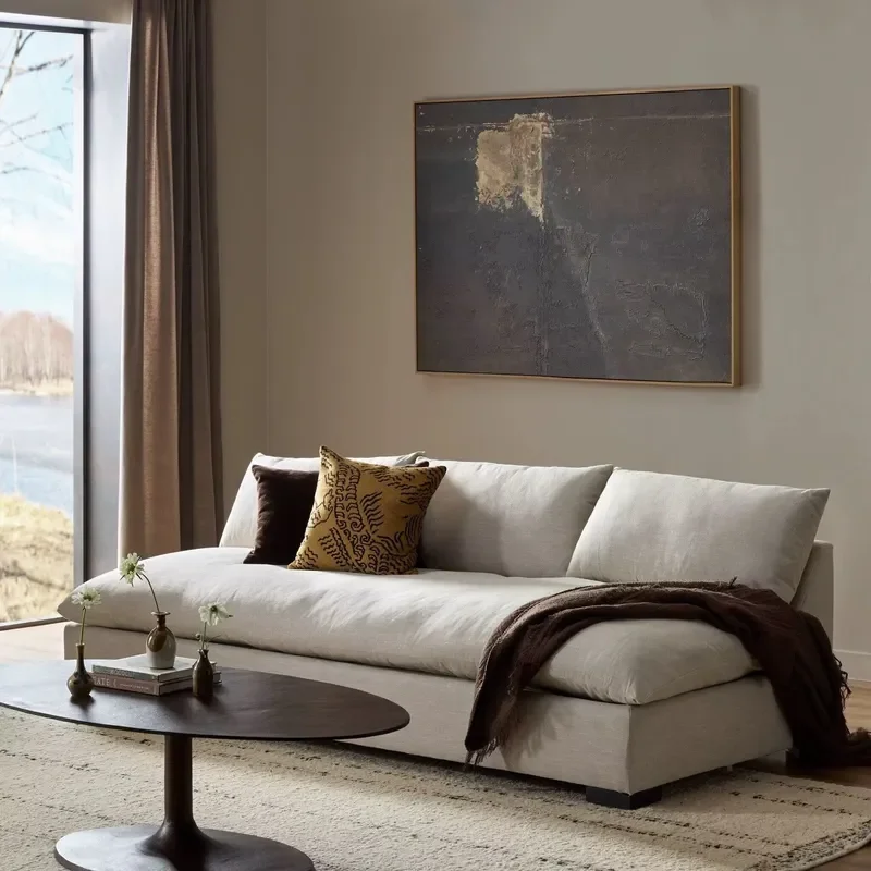for American Rural Modern Simple Light Luxury Fabric Multi Person Sofa for Living Room Hotel Front Desk Large Apartment Villa