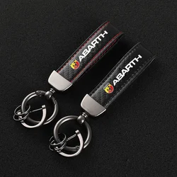 New fashion car carbon fiber leather rope Keychain key ring For Fiat ABARTH Car Accessories