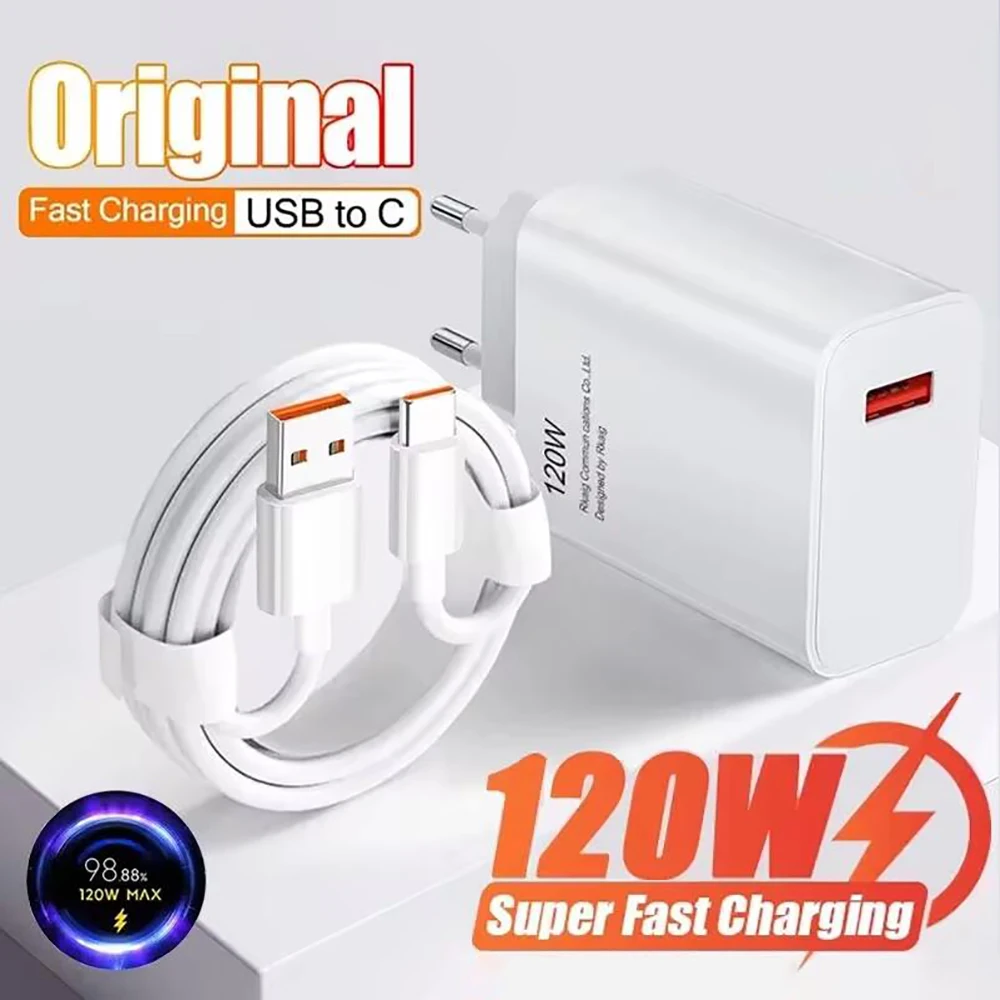 Ładowarka USB 120 W Szybkie ładowanie Ładowarka do telefonu Kabel typu C do iPhone Samsung Xiaomi Huawei Szybkie ładowanie Ładowarka ścienna z wtyczką UE/USA