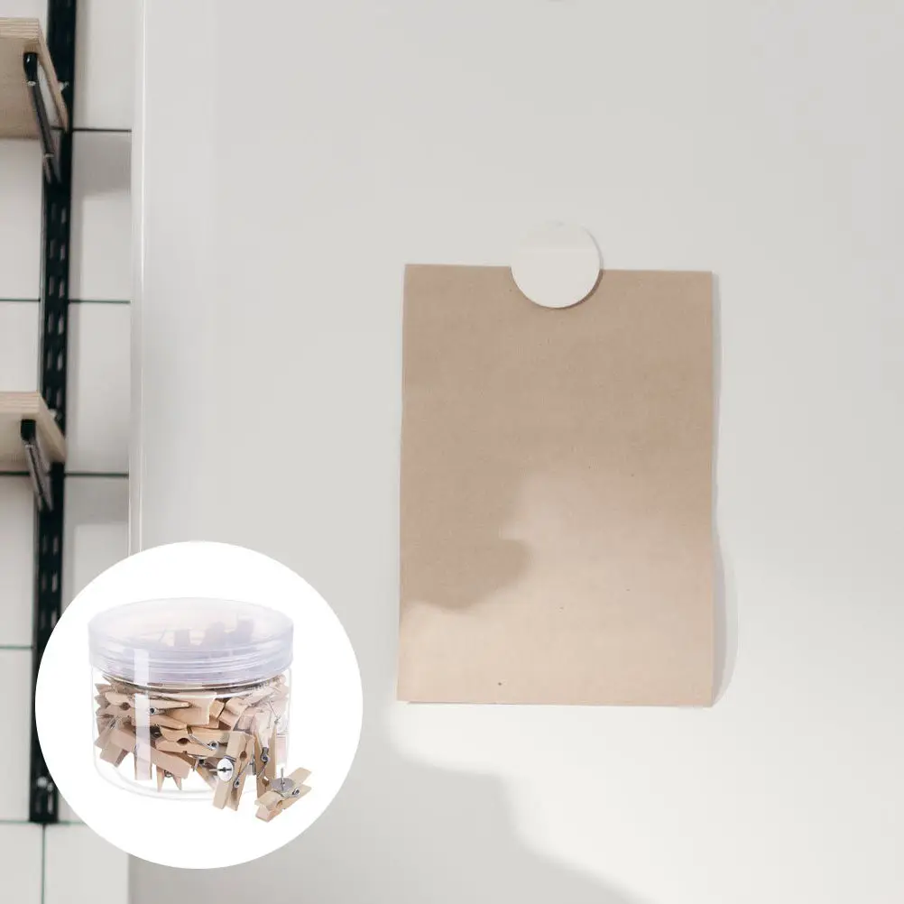 

50 шт. деревянных зажимов-клипс для фотографий, многоразовые, без отверстий, для пробковых досок и досок для заметок, деревянные кнопки-гвоздики