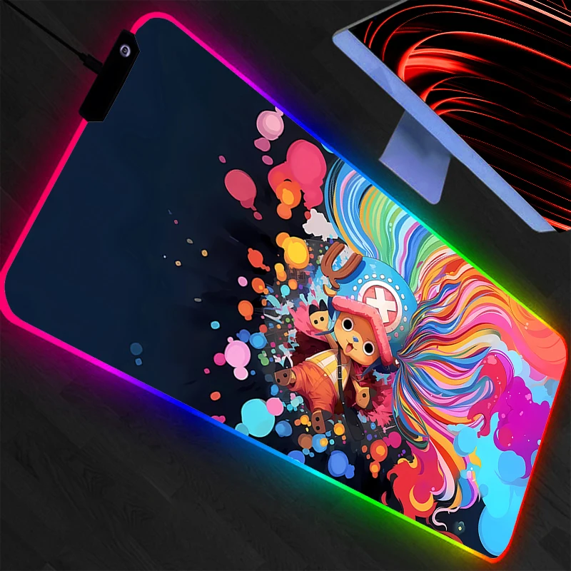 One Piece RGB Mouse Pad Gamers Large Computer Extended Game LED Mousepad Desk Mat Keyboard Rubber Backlight Carpet  Durable