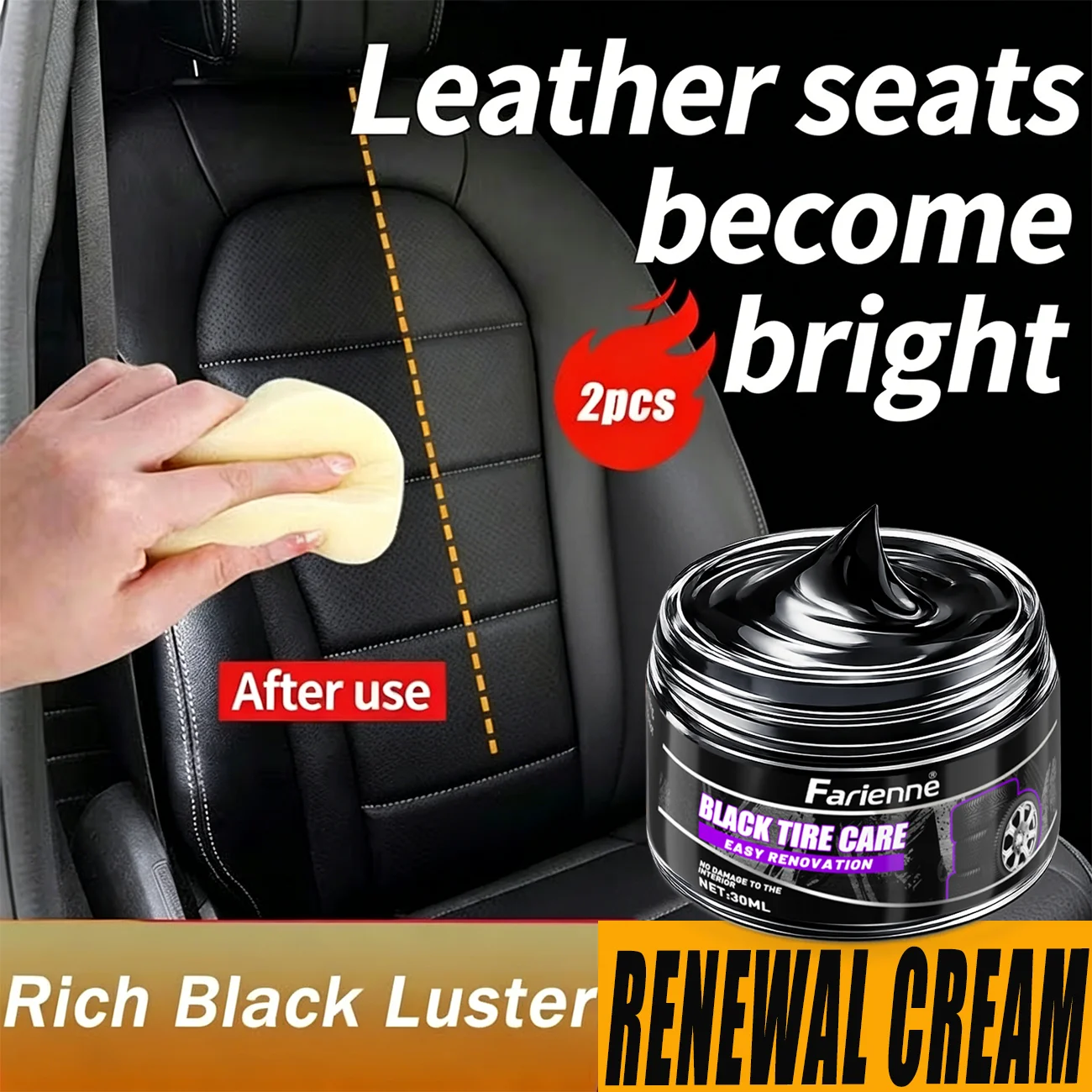 Leather Cleaner Interior - ファリエンヌ レザーリニューアルクリーム オートインテリアレストアラー ブラックシャイン 色褪せたカーシート＆プラスチックトリムレストアラー