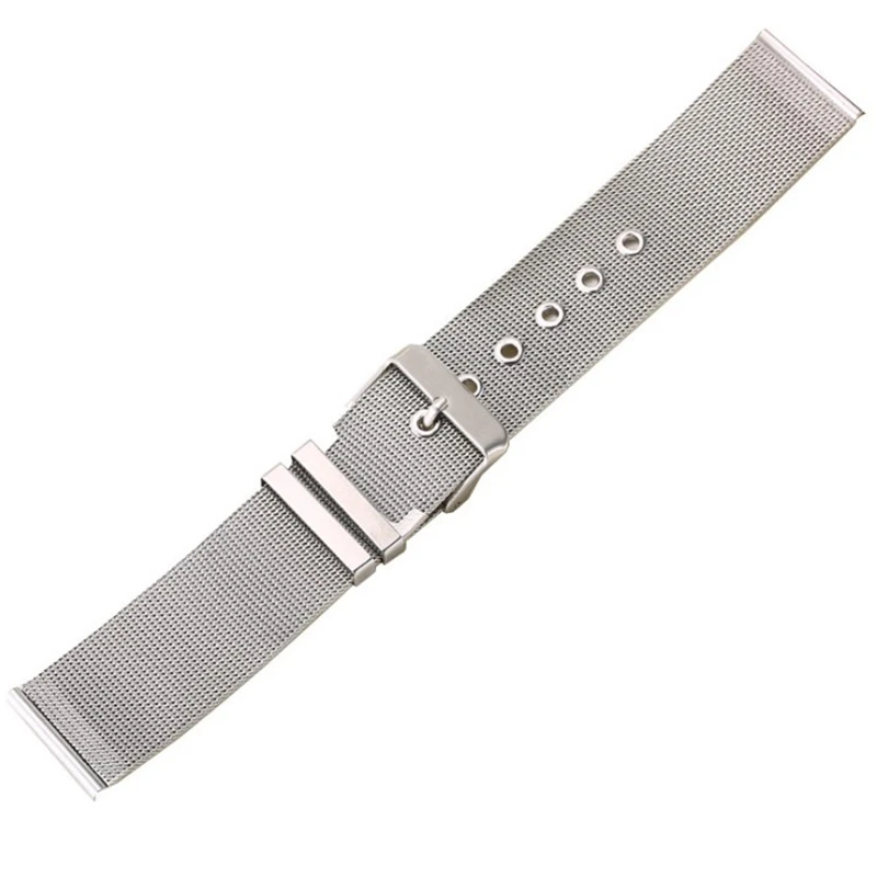 Men Women Stainless Steel Watch Strap 12mm 14mm 16mm 18mm 20mm 22mm 24mm Silver Mesh Milanese Pinhole Buckle Watch Band Straps