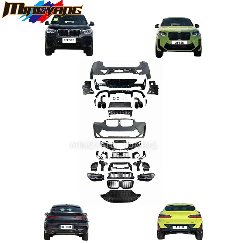 Alt Bis Neu X4M F98 LCI Bodykit Design Upgrade Kit Auto Stoßstangen Heckspoiler Upgrade X4 Zubehör Für BMW X4 G02 Bodykit