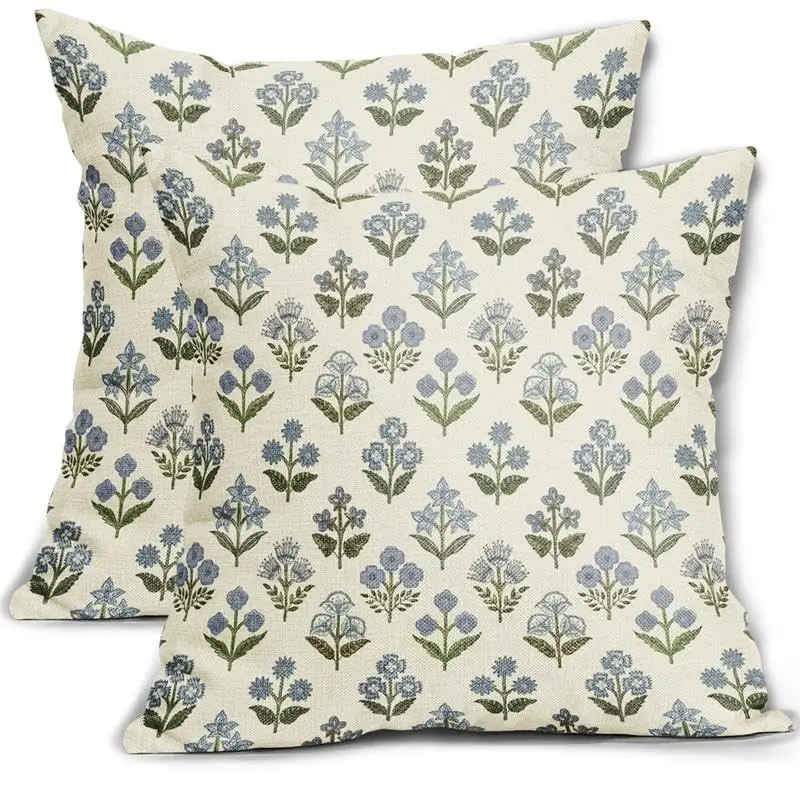 Print Pillow Covers Set of 2, Vintage Floral Decorative Throw Pillow Cases Boho Cushion Covers Rustic Decor Farmhouse Sofa Couch