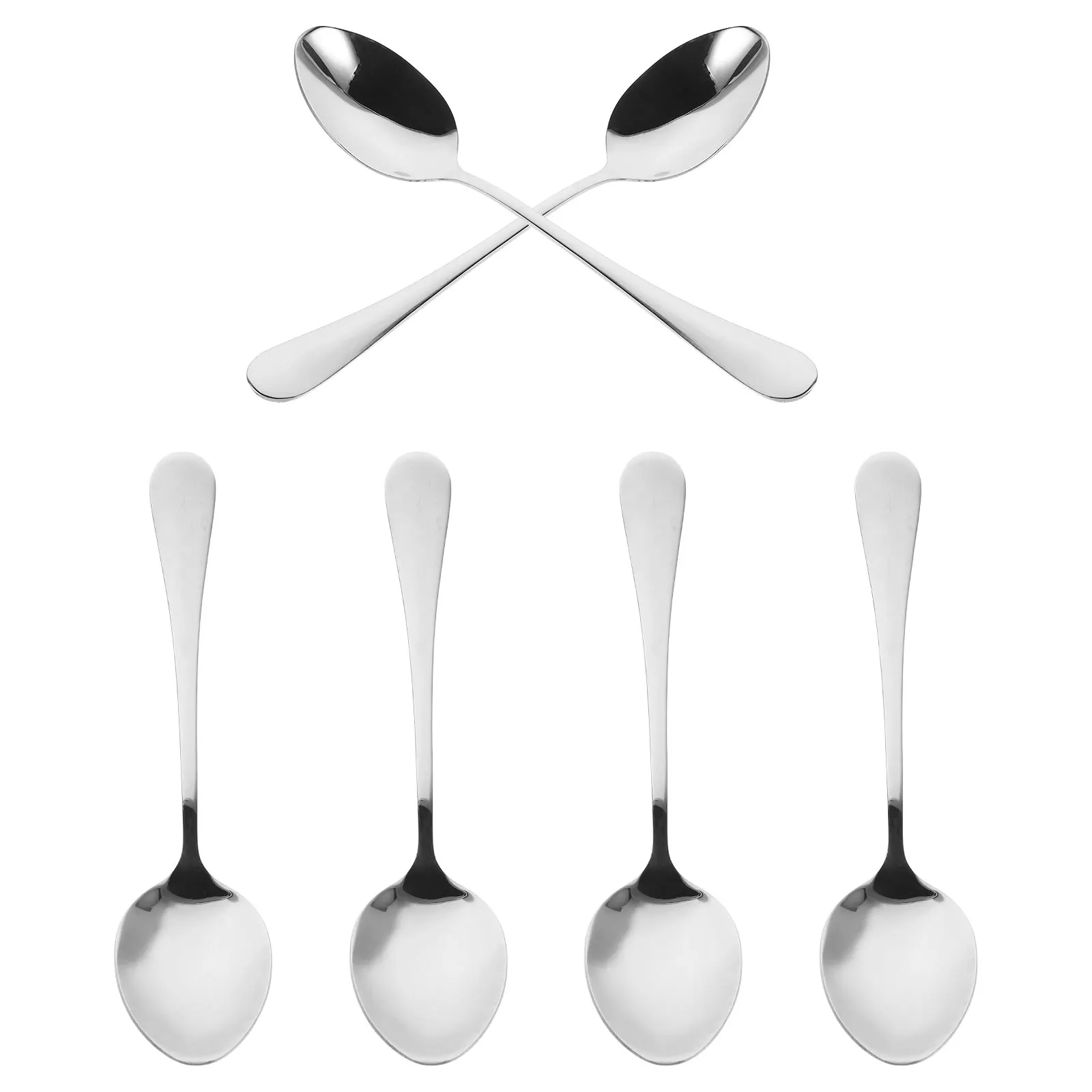

6Pcs Stainless Steel Handle Spoons Mirror Finish Thickened for Home Kitchen Coffee Dessert Soup Western Tableware