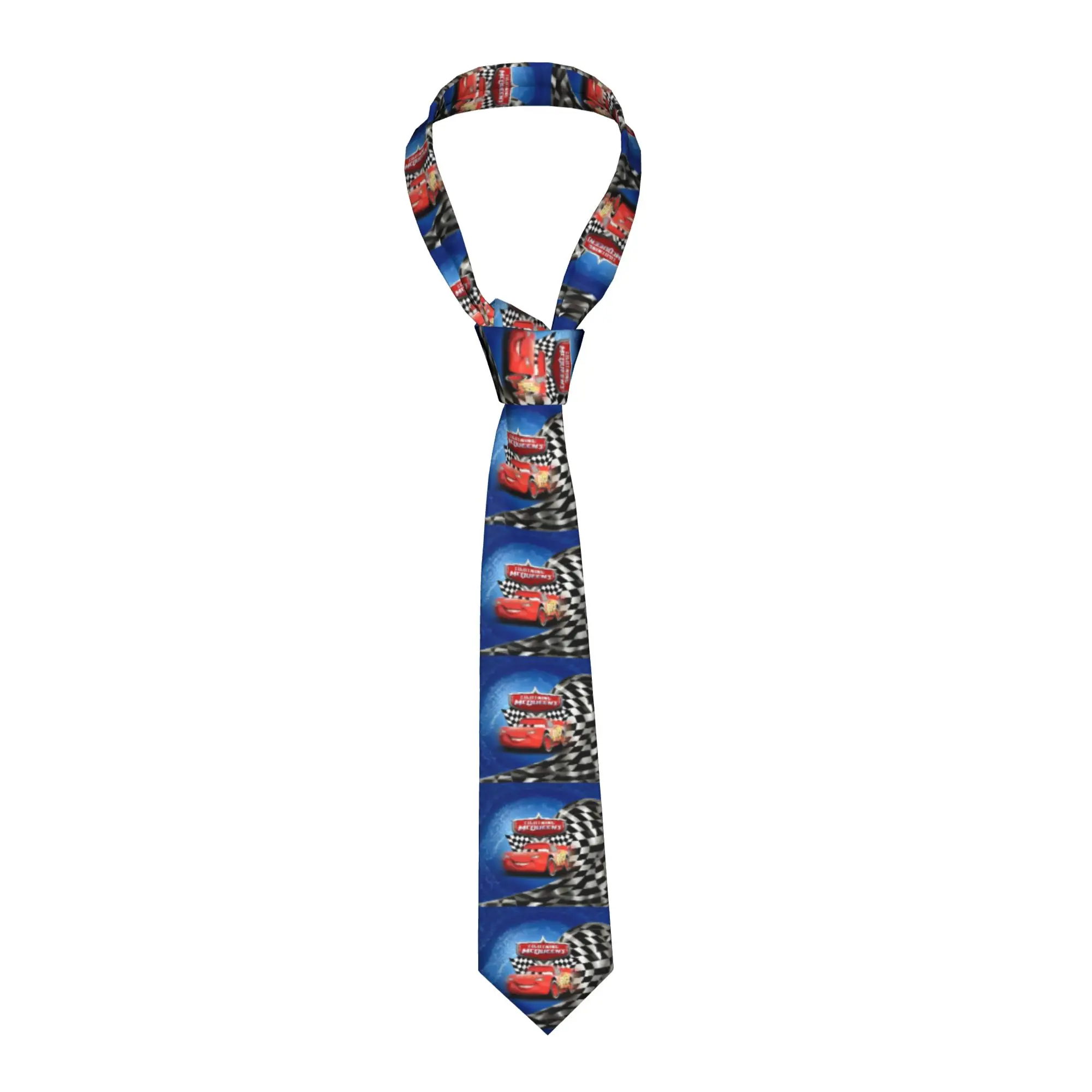 

Формальный галстук с мультяшным персонажем Молния МакКуин для мужчин, персонализированный шелковый галстук с милыми машинками для вечеринок