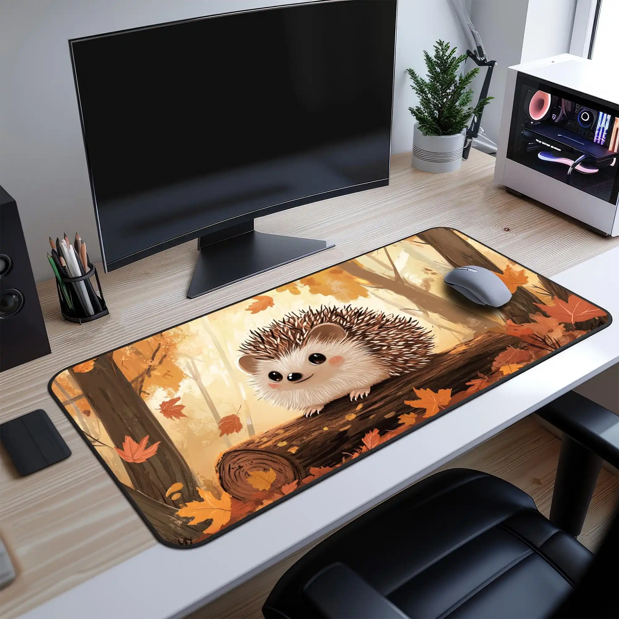 Alas Meja Landak Musim Gugur, Alas Mouse Gaming Anti Selip dan Tahan Air, Alas Dekorasi Kantor Minimalis, Menjadi Hadiah Sempurna untuk Teman.