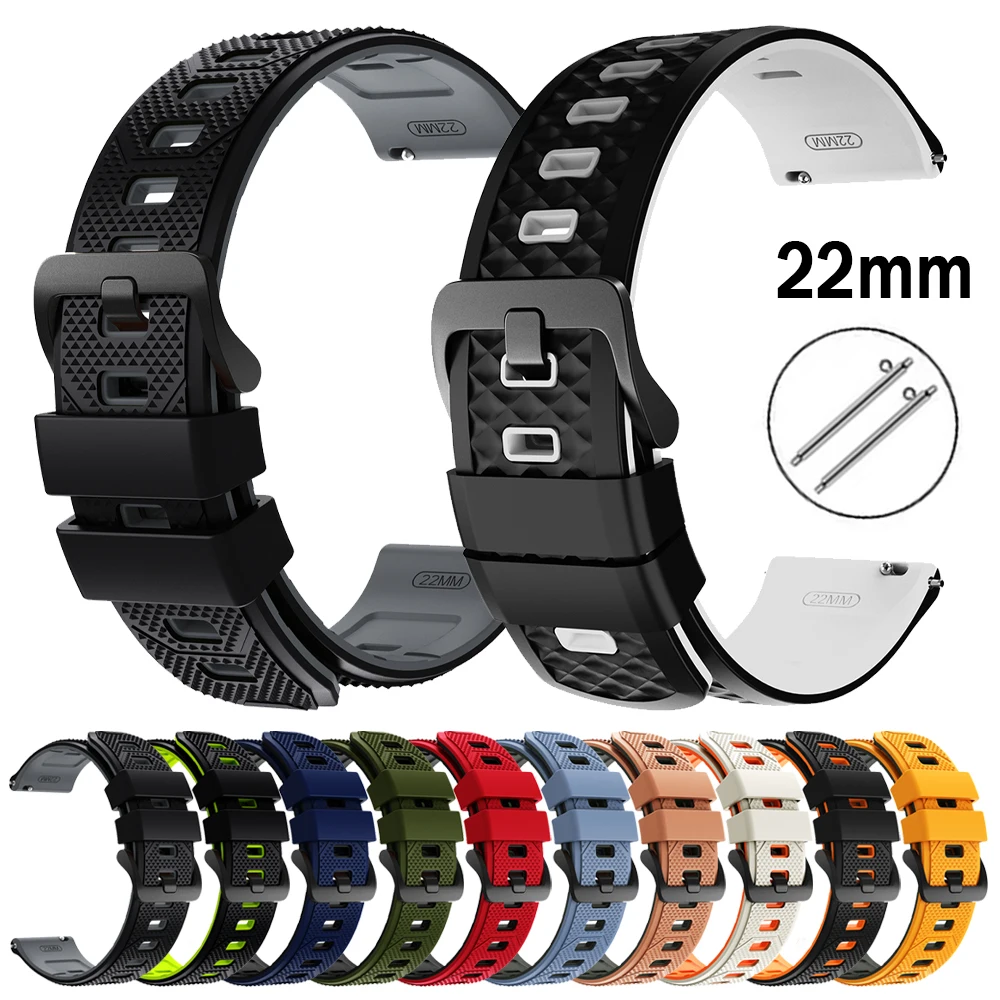 22 mm Silikon-Sportarmband für Samsung Galaxy Watch3 45 mm 46 mm/Gear S3 Classic-Armband für Amazfit Active Max 48 mm Armband-Ersatz