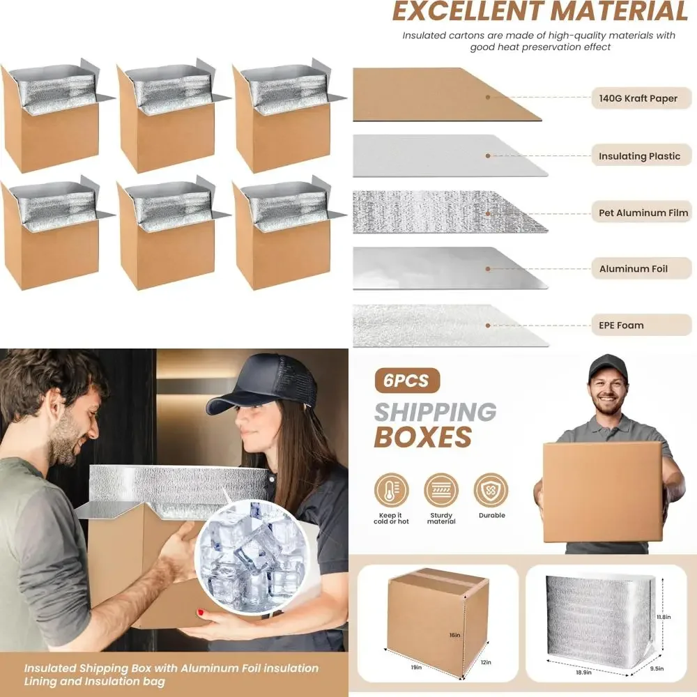 

Изолированные транспортировочные коробки с вкладышами из алюминиевой фольги для замороженных предметов - многоразовые термоизоляционные пакеты для доставки холодной упаковки