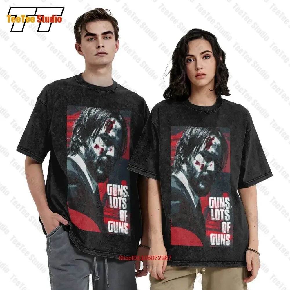 جون ويك 3 بنادق الكثير من البنادق خمر تي شيرت كبير الحجم WAY3