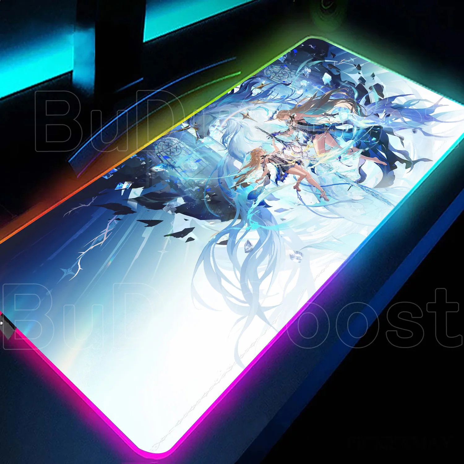 RGB LED Wuthering Waves Mouse Pads Pc Game Large Mouse Pad PC Accessories Xxl Kawaii Cartethyia HD Print Desk Protector Mousepad