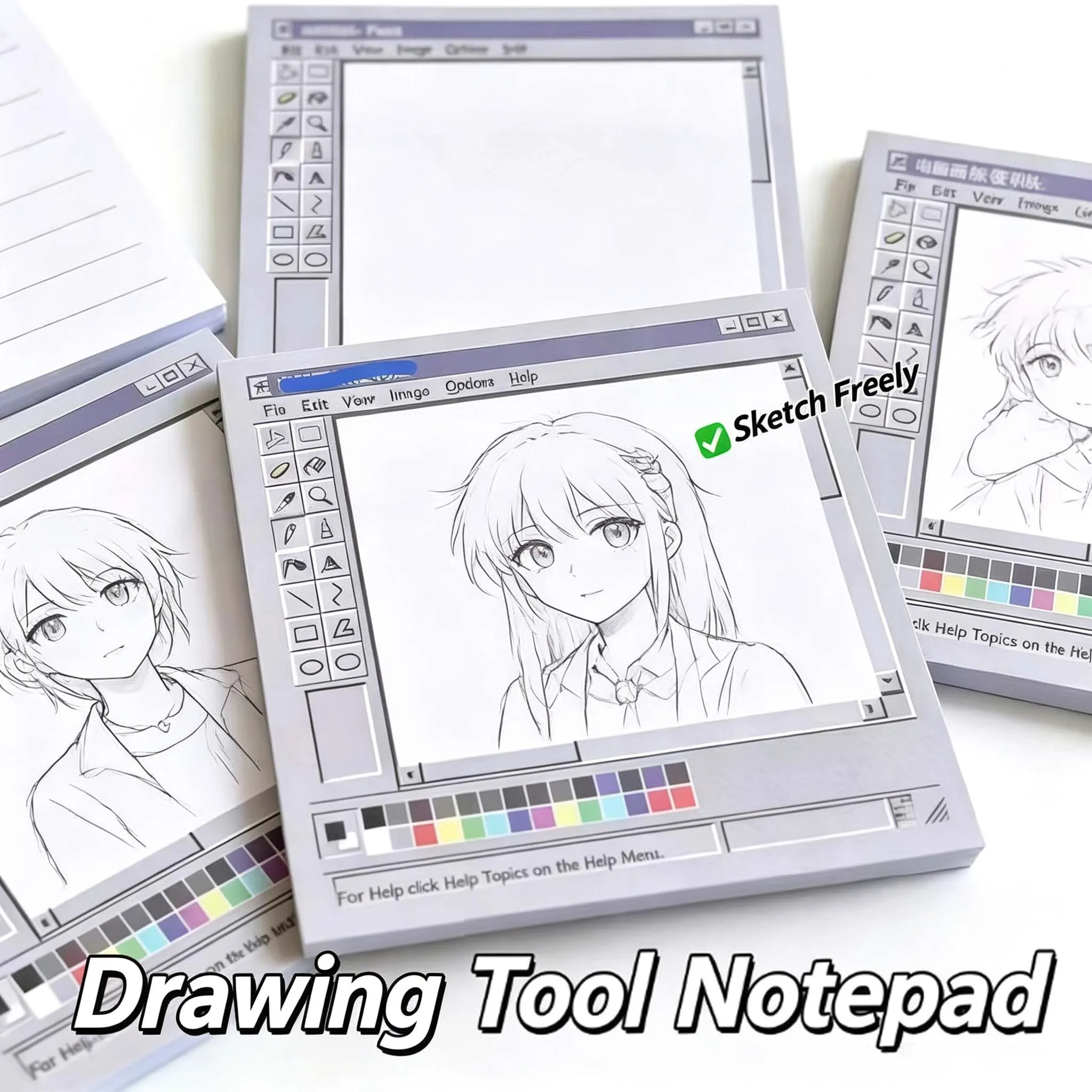 Vintage Computer Drawing Sticky Notes 50 Sheets - Ideal for Artists & Office Use Durable Adhesive Notes Sticky Notes for Office