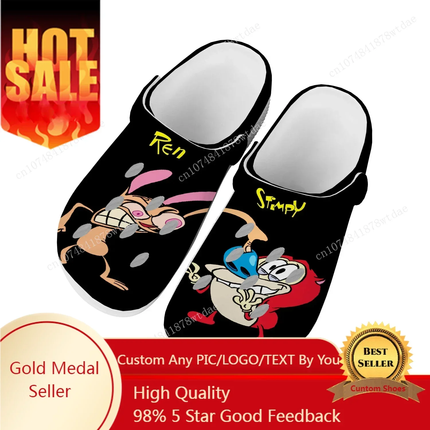 

Anime Cartoon Stimpy Comic Manga Ren Home Clogs Mens Womens Teenager Customize Water Shoes Garden Beach Hole Slippers Sandals