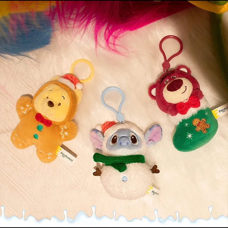 Porte-clés en peluche Disney Stitch Lotso, figurine de dessin animé ourson, accessoires de sac à dos, jouets pour enfants, poupées, cadeaux d'anniversaire pour filles