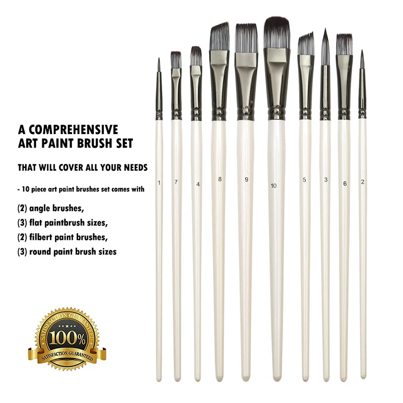10Pack Paint Brushes Set Multifunctional Artist Brush for Art Acrylic Gouache Oil Watercolor Artist Canvas Synthetic Nylon Tips